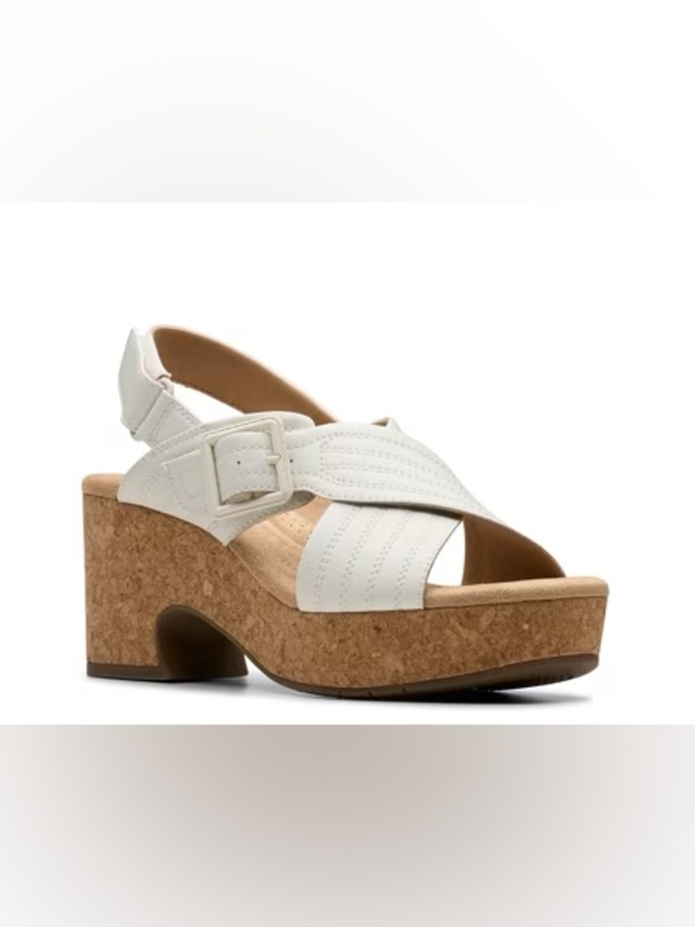 Clarks Originals Womens Sandal Leather Nerisa  White Nubuck 11M Spring Summer